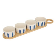 Conjunto de 4 ta&ccedil;as OCEANIA com t&aacute;bua em bambu
