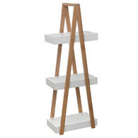 Estante wc branca em bambu com 3 níveis,  Estante wc branca em bambu com 3 níveis