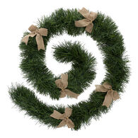 Grinalda verde com laços em juta 270cm,  Grinalda verde com laços em juta 270cm