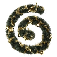 Grinalda decorativa verde com bolas douradas 270cm