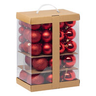 Conjunto De 60 Bolas De Natal Vermelho Mate E Brilhante 8cm