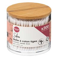 Caixa em acr&iacute;lico e bambu com 300 cotonetes