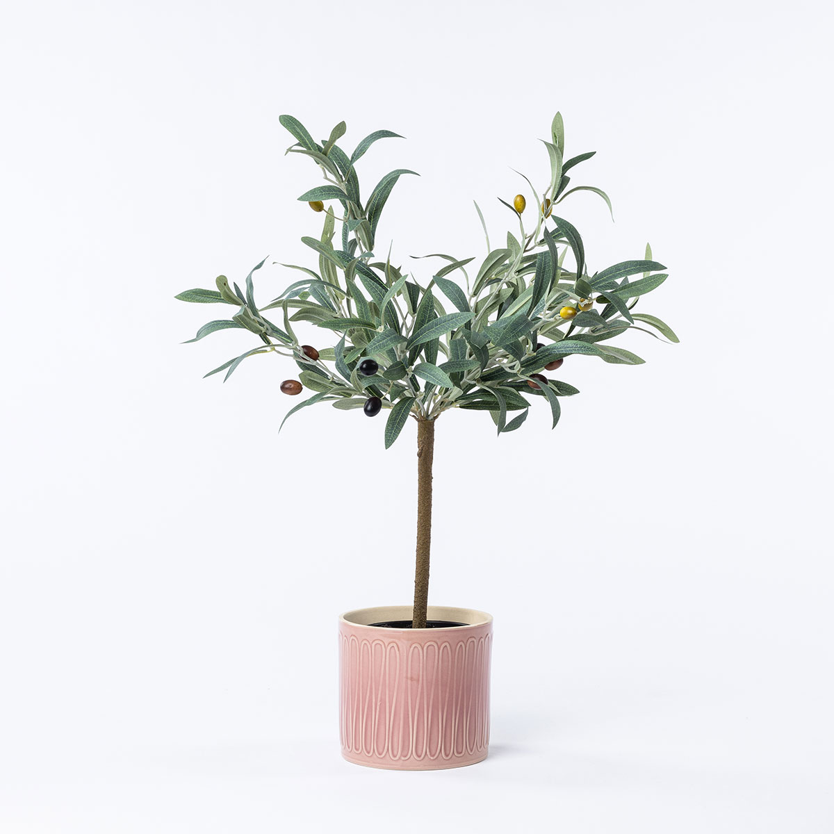 Vaso de cer&acirc;mica raiado rosa 14,5cm