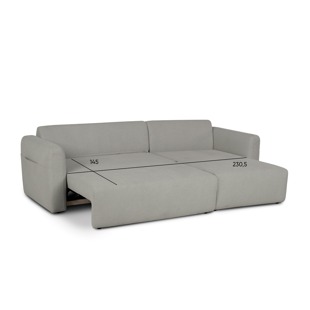 Sof&aacute; cama BERNA cinza com chaise longue