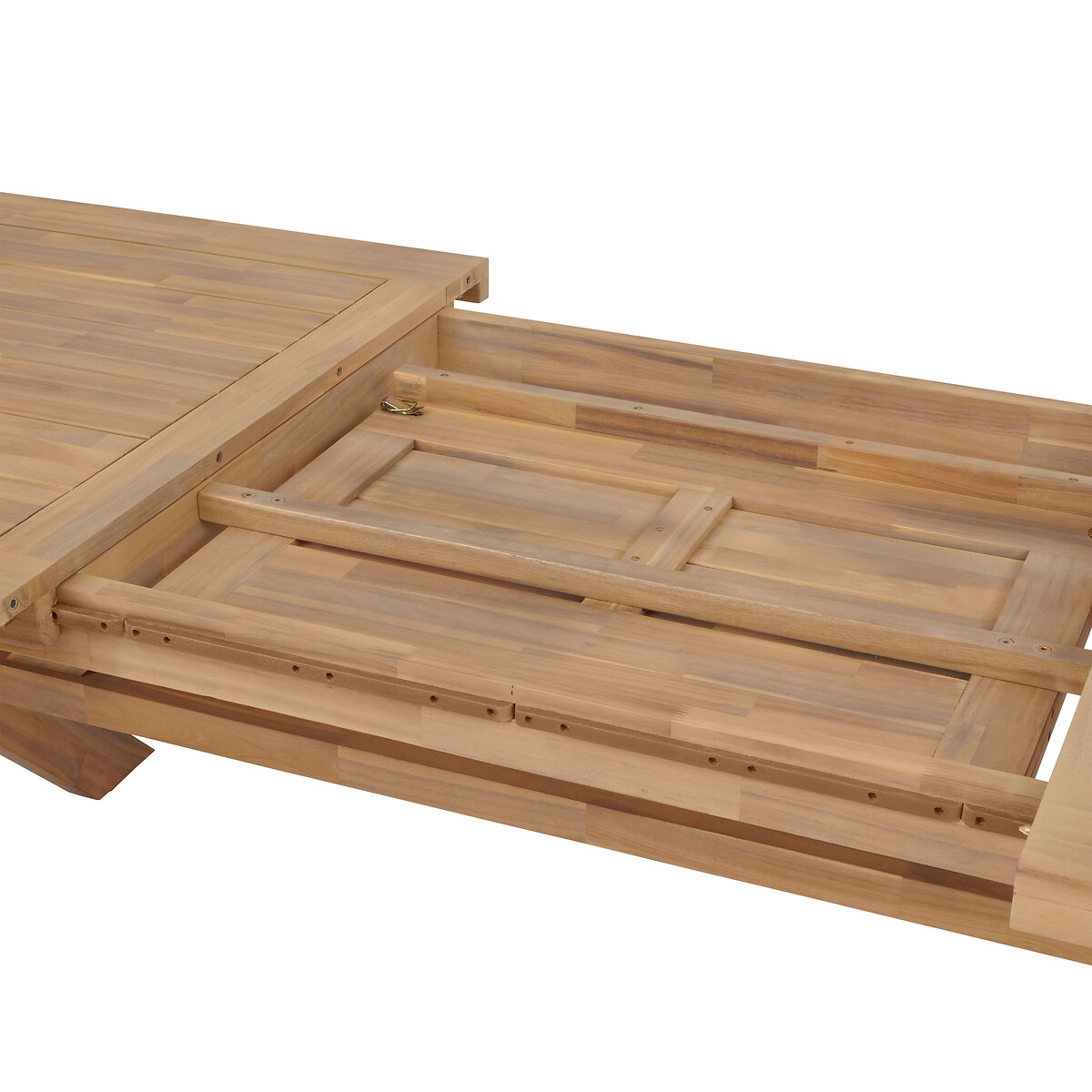 Mesa extens&iacute;vel Xenia em madeira ac&aacute;cia