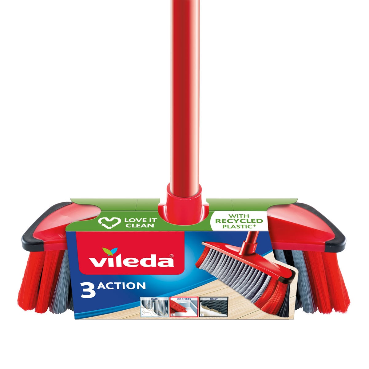 Vassoura vermelha 3 action VILEDA