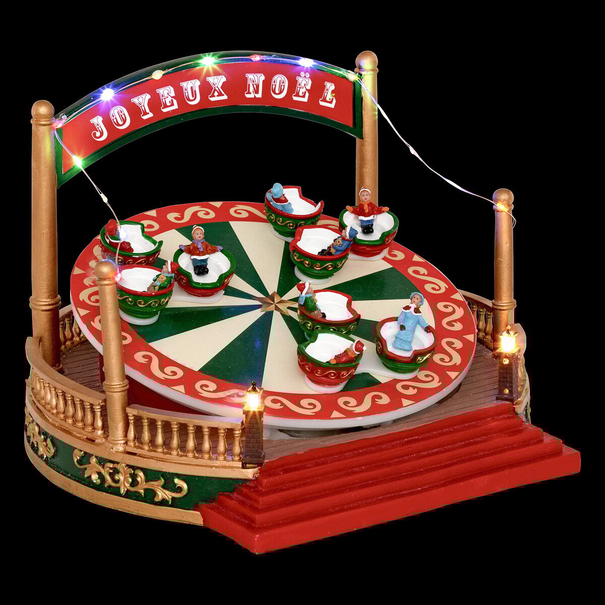 Aldeia carrossel de chávenas com luz-música-movimento 26cm,  Aldeia carrossel de chávenas com luz-música-movimento 26cm