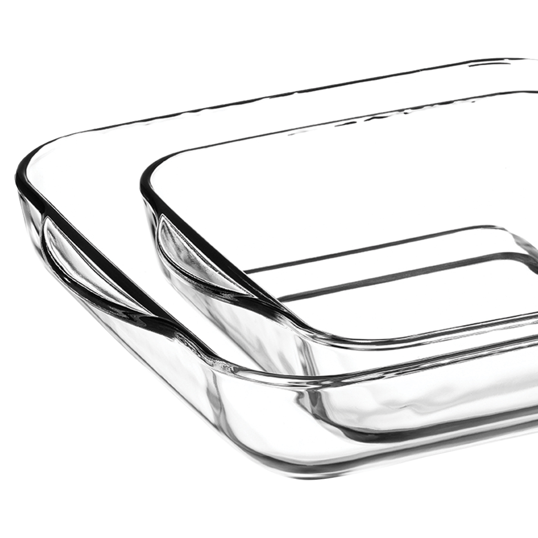 Conjunto de 2 travessas quadradas BORCAM em vidro