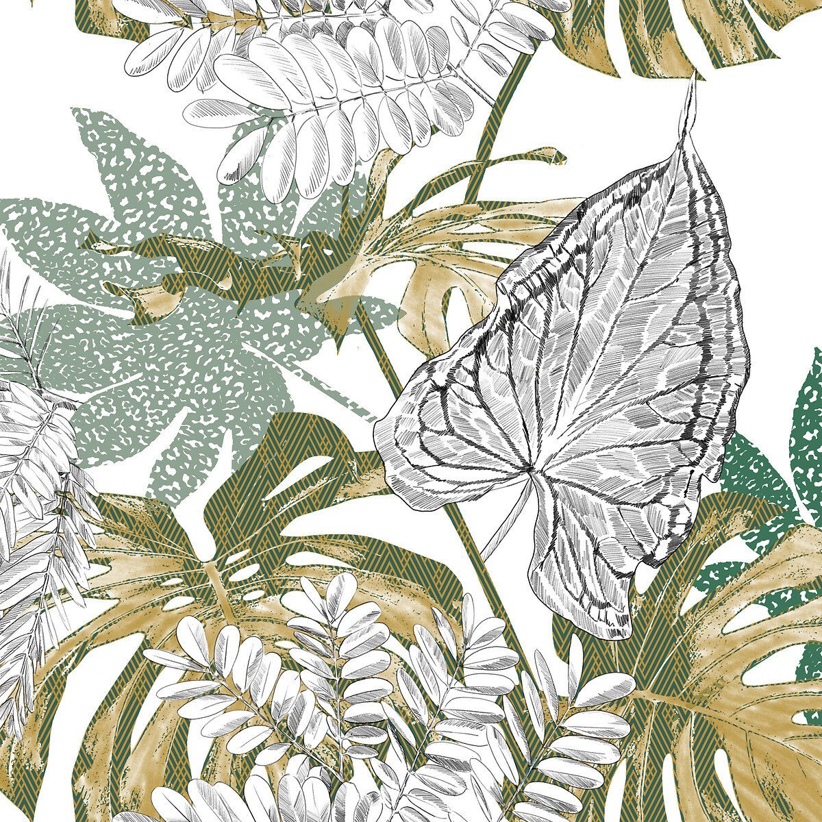 Capa de edred&atilde;o e 2 capas de almofada monstera 220x240cm