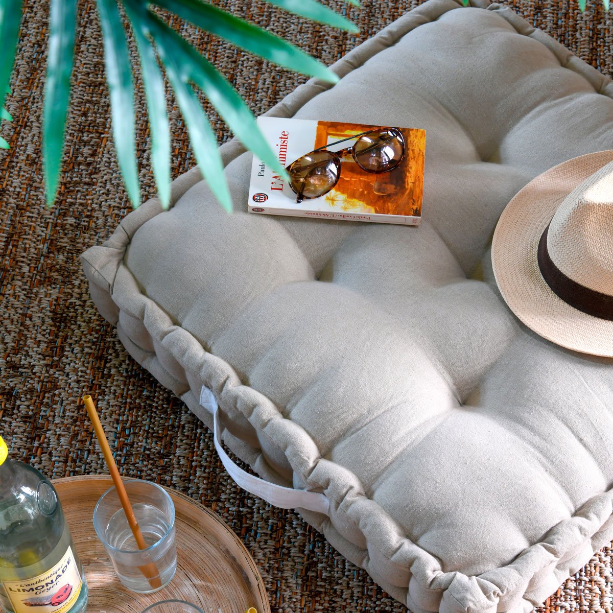 Almofada de ch&atilde;o RILAX cru em algod&atilde;o 60x60cm