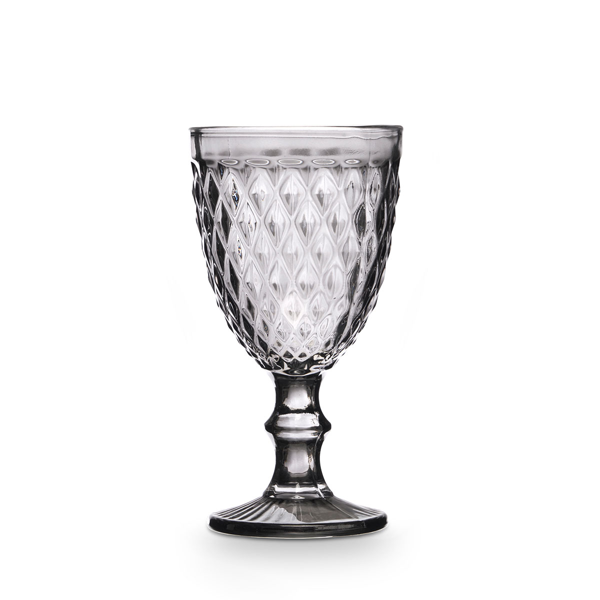 Copo De Água Diamante Cinza Com Pé 34cl