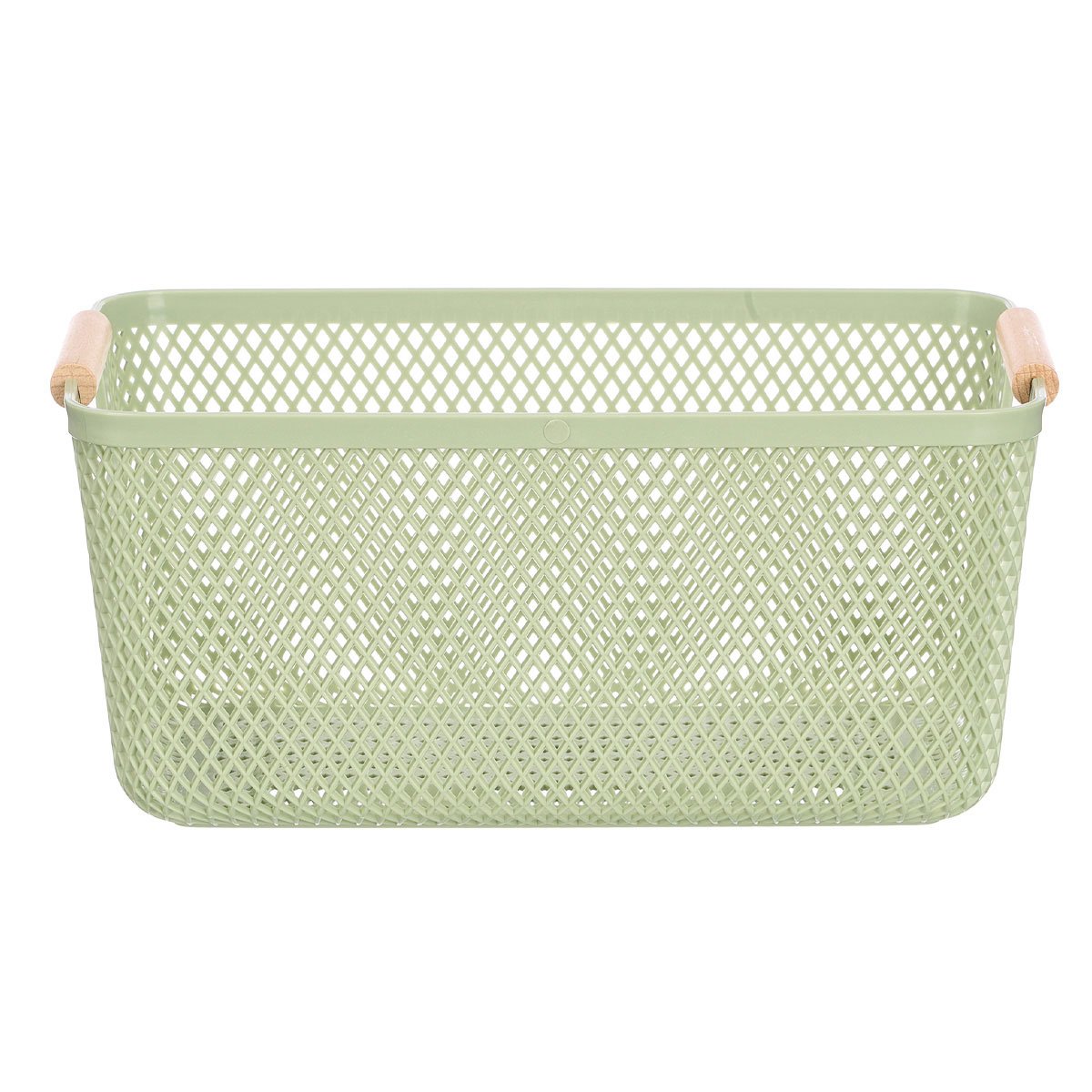 Cesto verde com pega em bambu 27,5x18cm