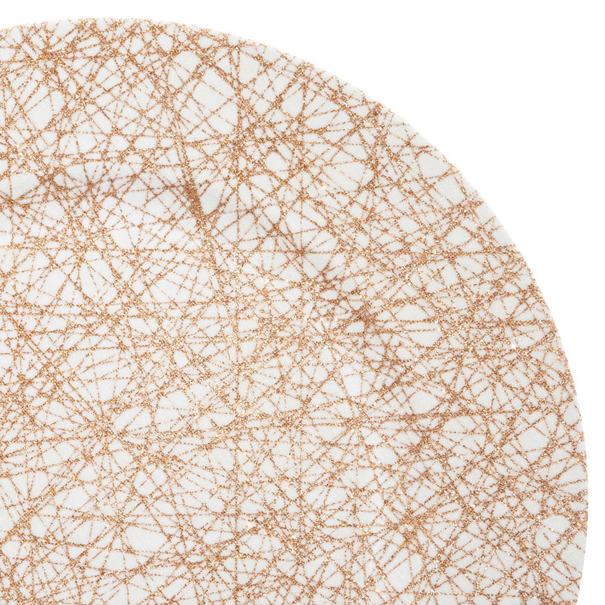 Prato marcador decorado com LINHAS branco e dourado 33cm