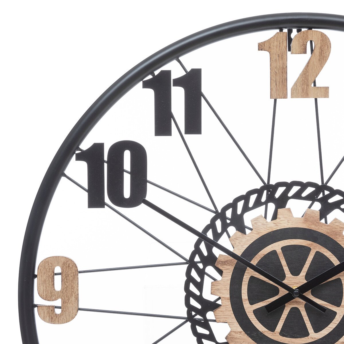 Rel&oacute;gio de parede MOHAN bege e preto em mdf e metal 65cm