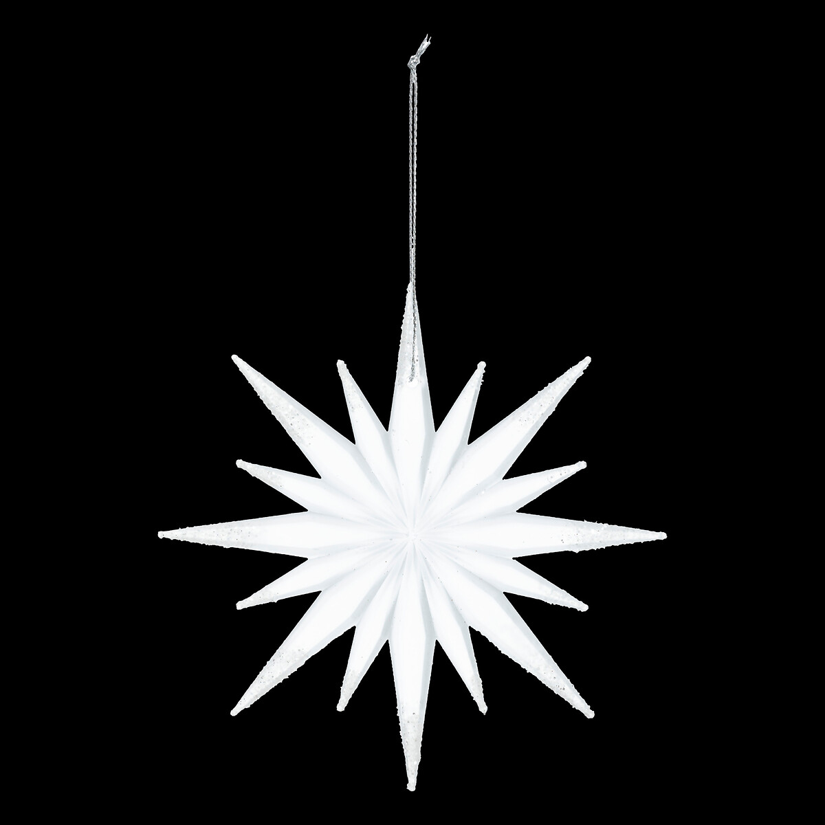 Pendurante De Estrela Frosty Branca 12cm