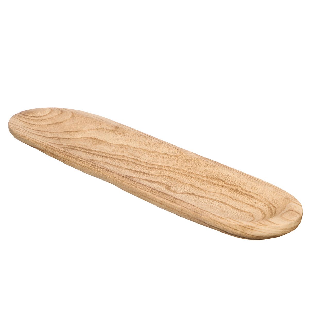 Centro de mesa Oval Bege Em Madeira Queimada 50x13cm