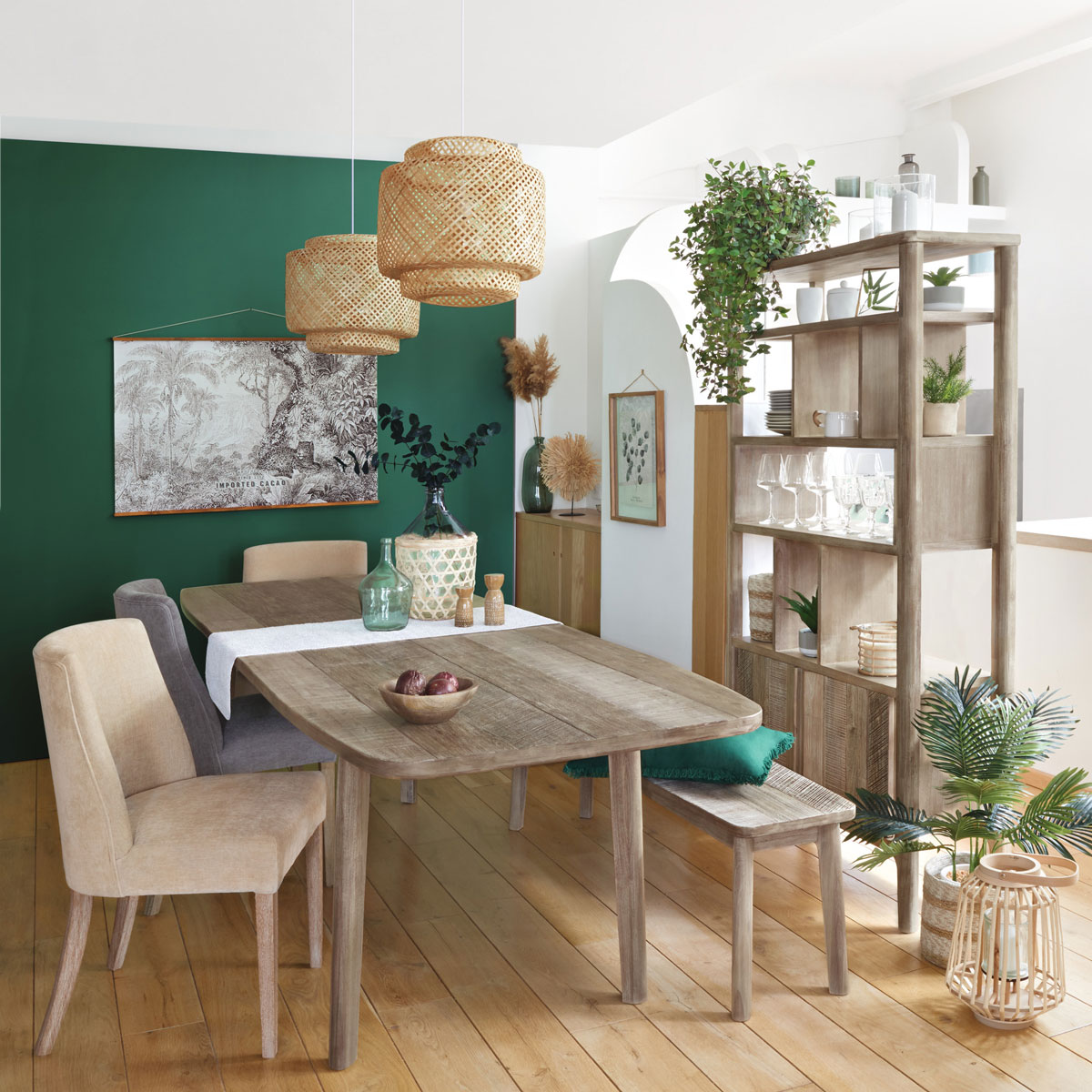 Mesa de jantar BANILA extensível em madeira acácia