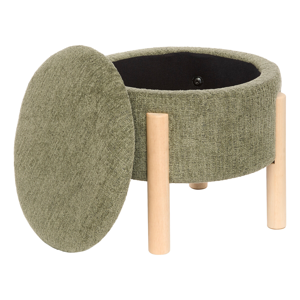 Pufe com arruma&ccedil;&atilde;o ELKI chenille verde caqui