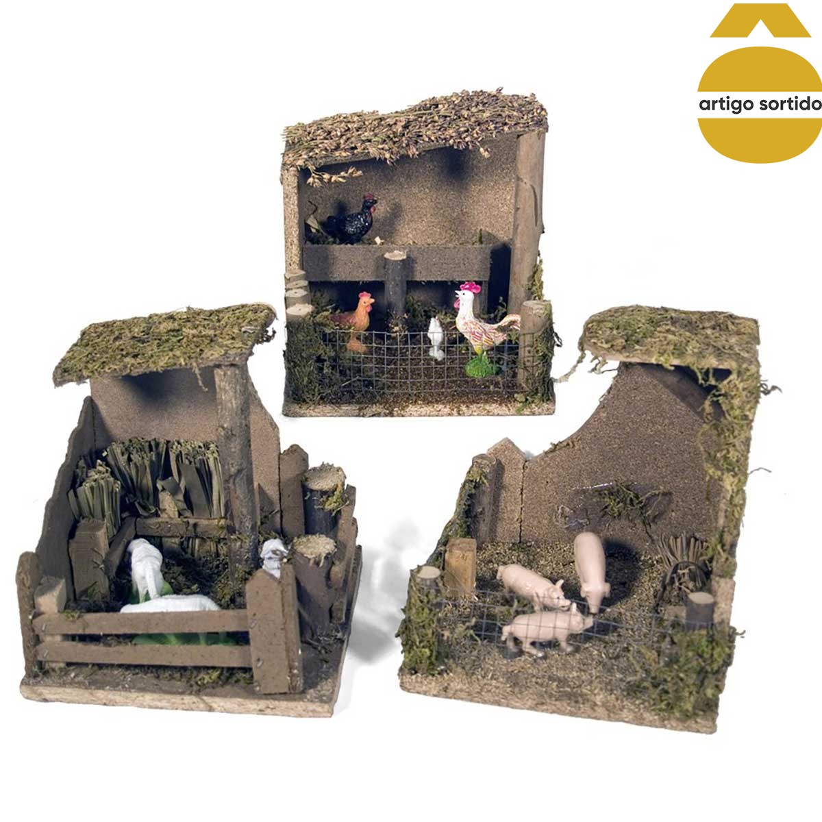 Estábulo com animais 14x15cm