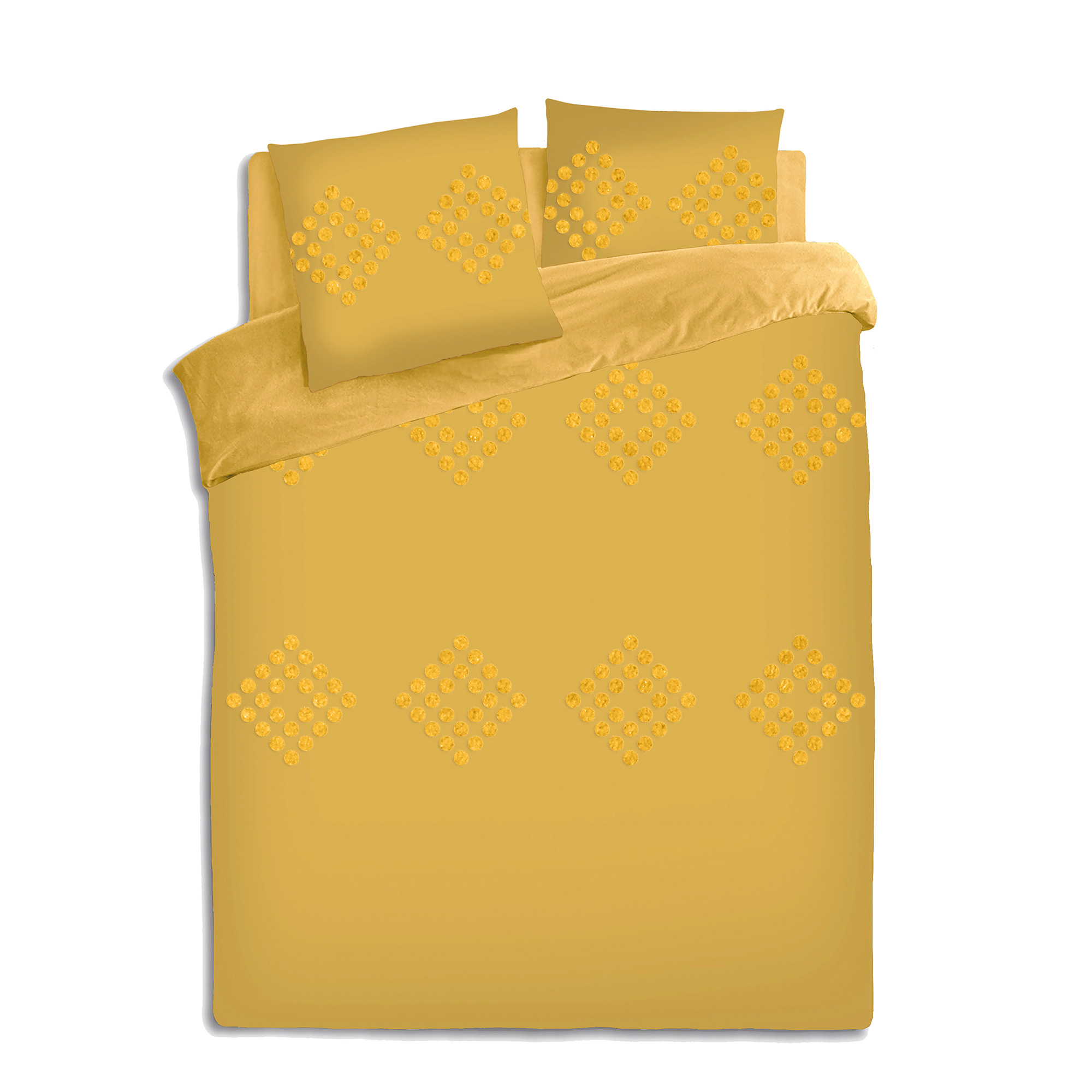 Capa de edred&atilde;o e 2 capas de almofada TUFT ocre 220x240cm