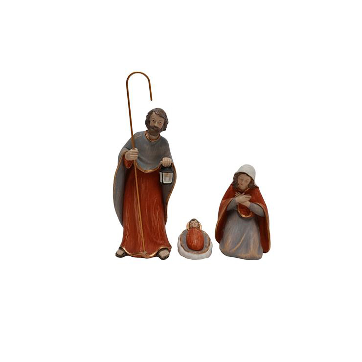 Conjunto de 3 figuras vermelho e cinza para pres&eacute;pio