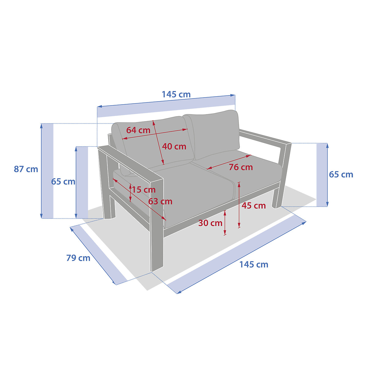 Sof&aacute; EVASION bege em alum&iacute;nio