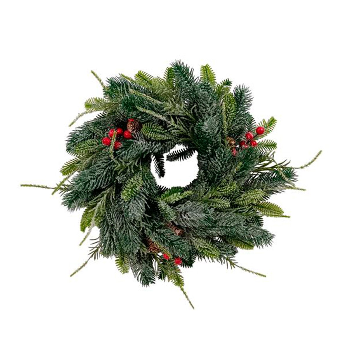 Coroa de pinho com bagas 35cm