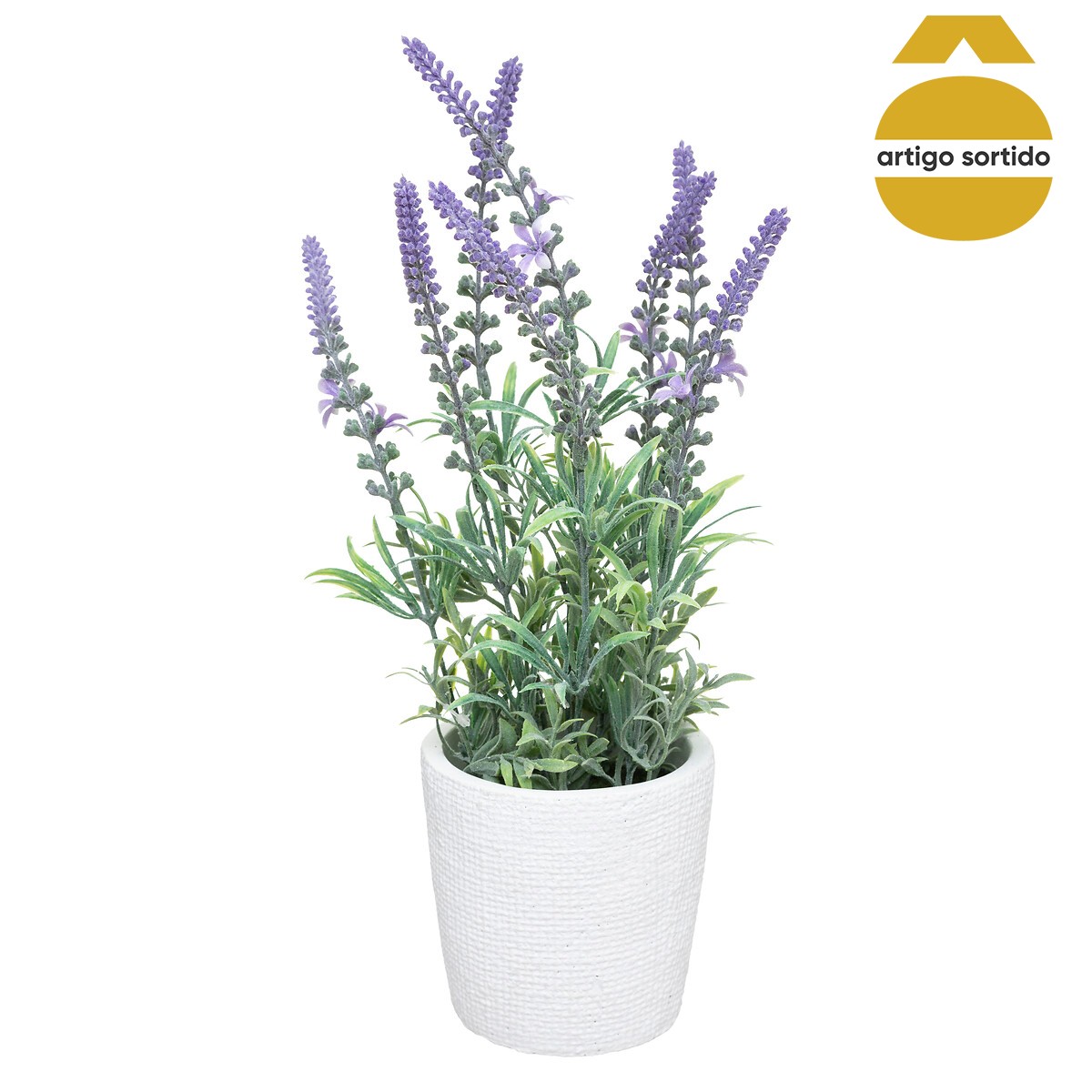 Vaso de cimento lavanda artificial 36cm