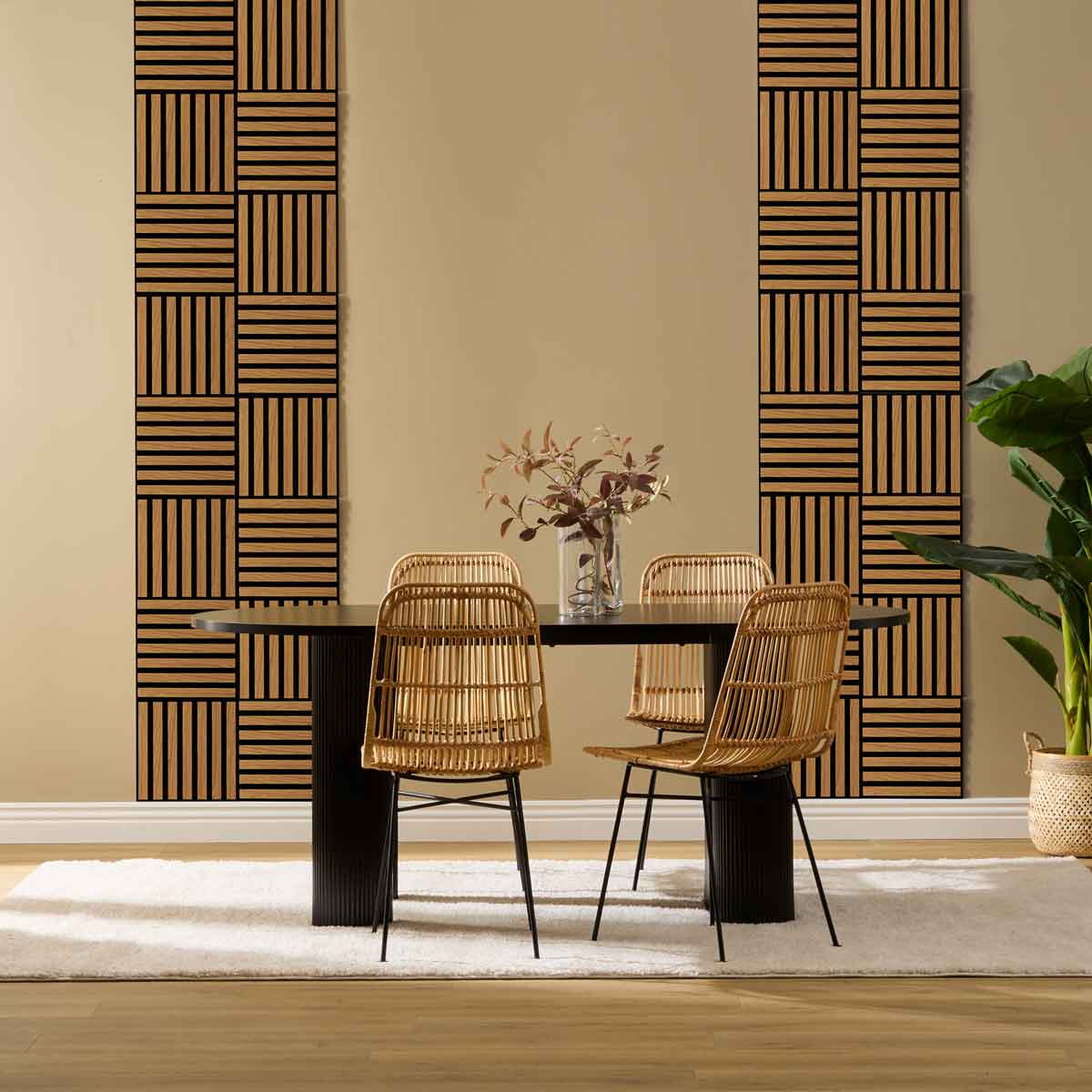 Conjunto de 3 painéis decorativos COLVA castanho em mdf 30x30cm