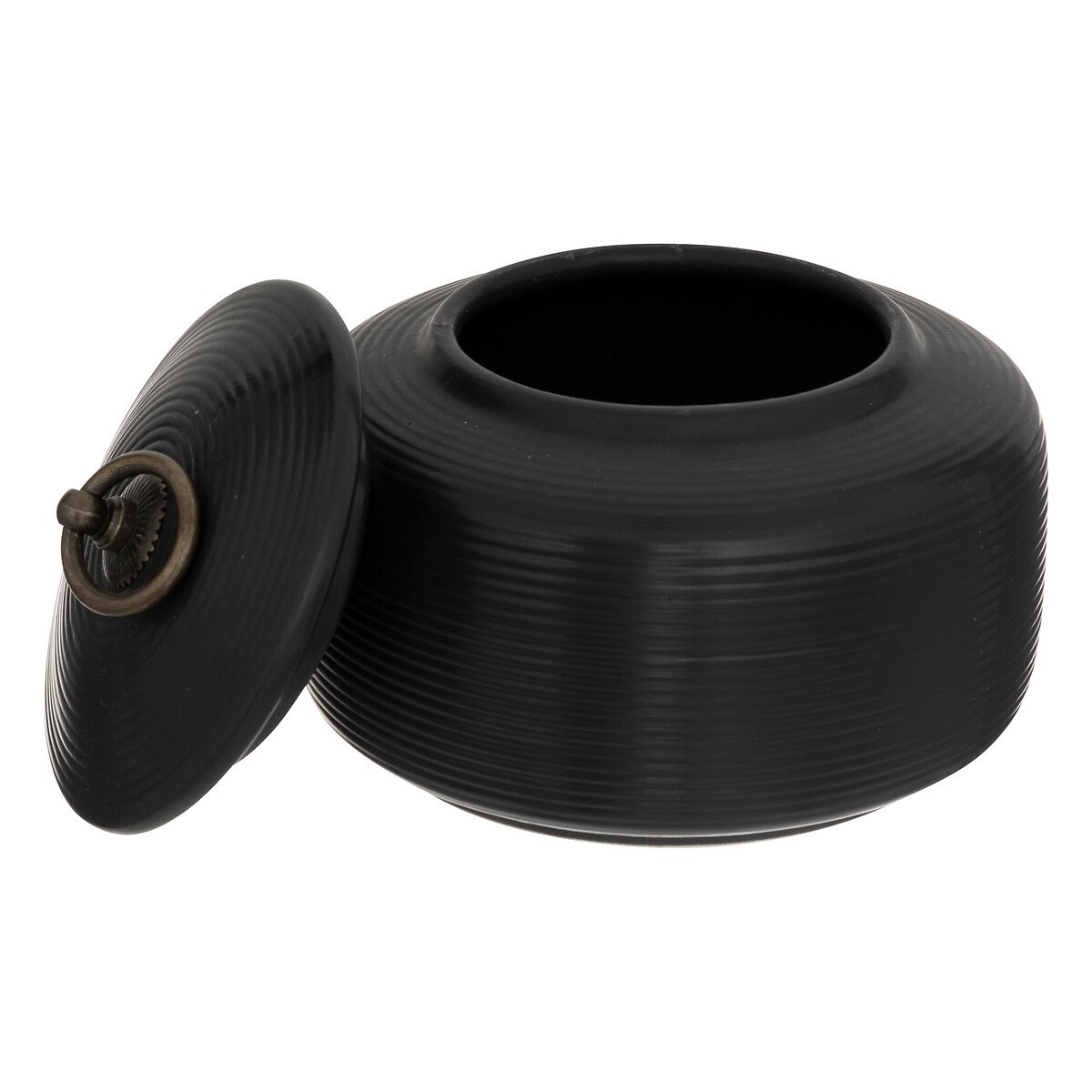 Caixa JIL preta em cer&acirc;mica com tampa