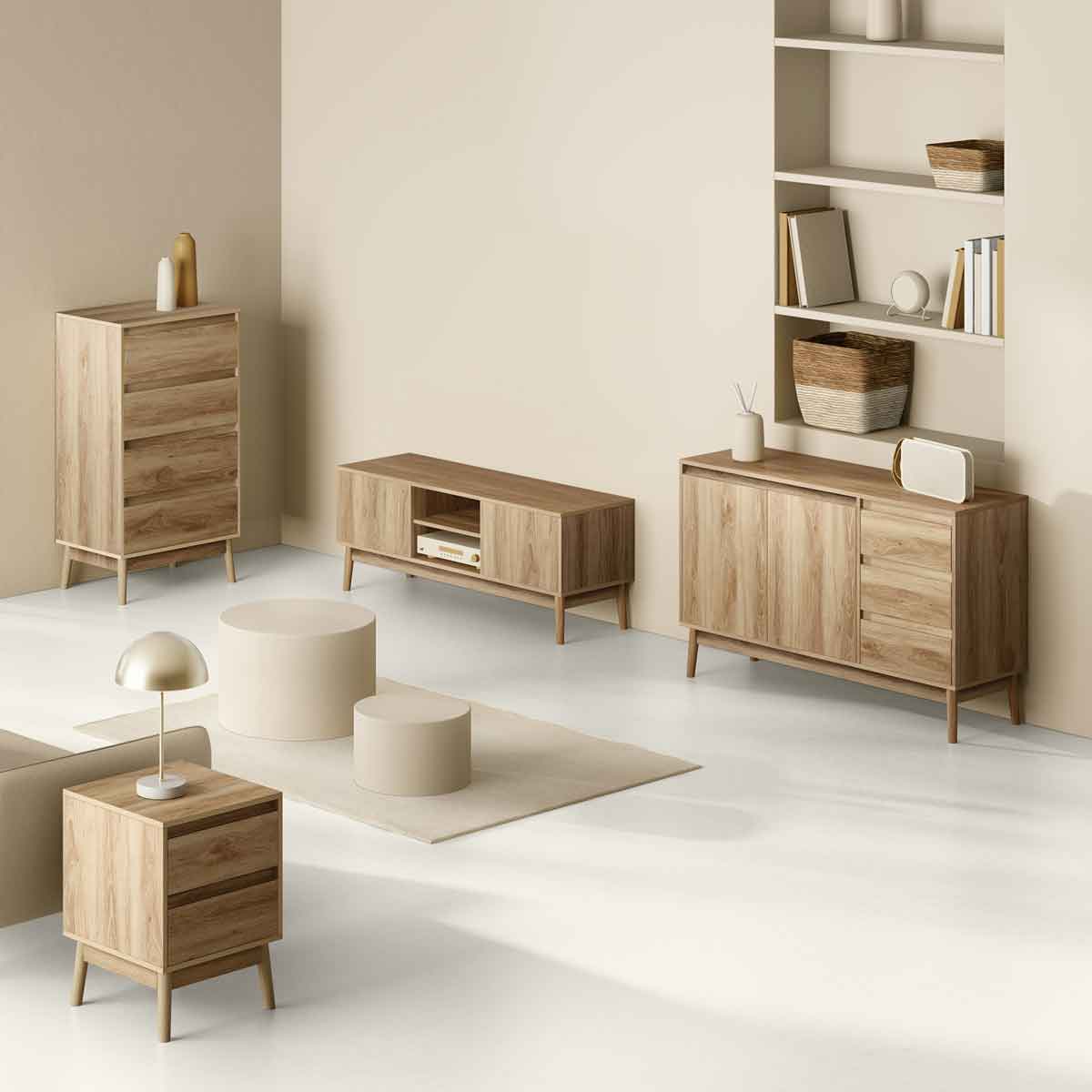 Mesa de cabeceira ABANA bege em mdf