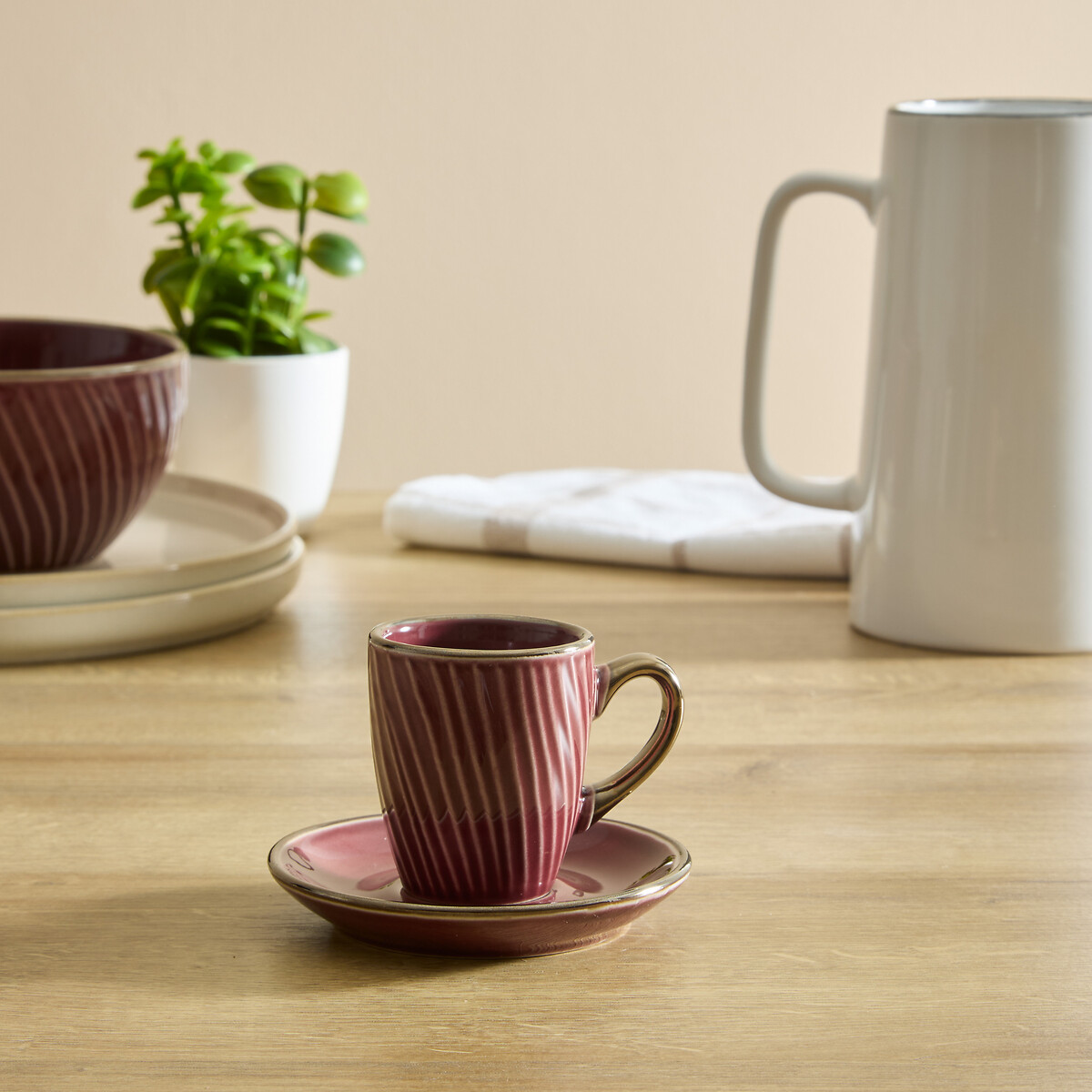 Conjunto de 2 ch&aacute;venas de caf&eacute; ELLA bord&ocirc; 9cl