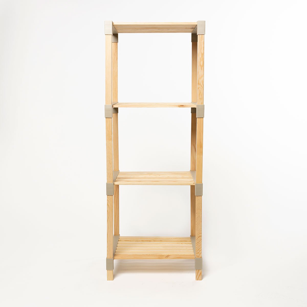 Estante multifuncional bege em madeira