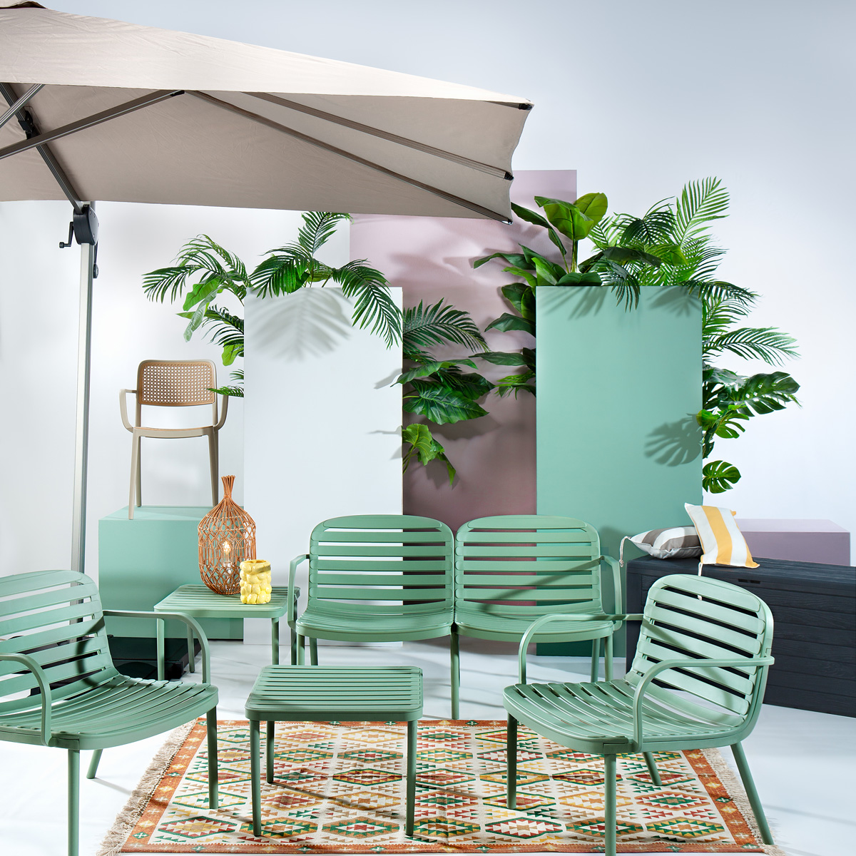 Conjunto jardim de 4 lugares RELAX verde