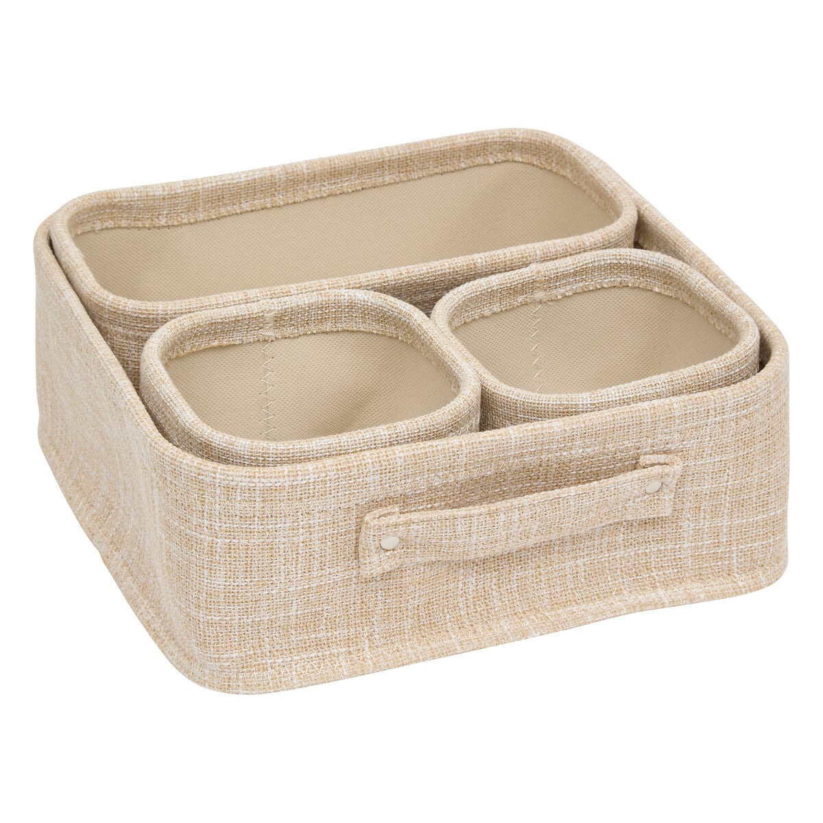 Conjunto de 4 cestos arruma&ccedil;&atilde;o wc bege