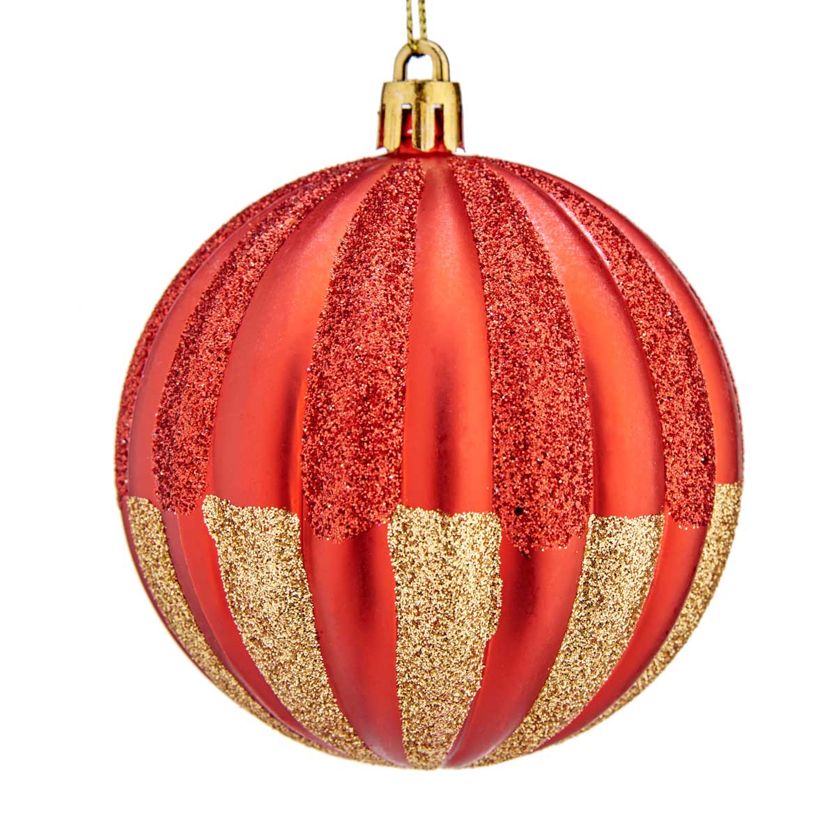 Conjunto de 6 bolas vermelho e dourado 10cm