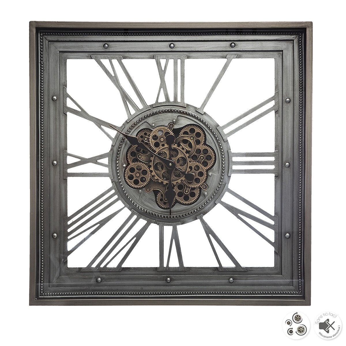 Rel&oacute;gio EZRA cinza em metal 80cm