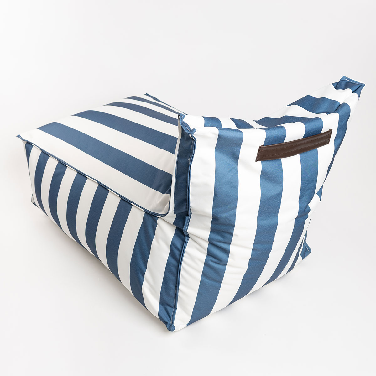 Pufe sofá impermeável riscas branco e azul