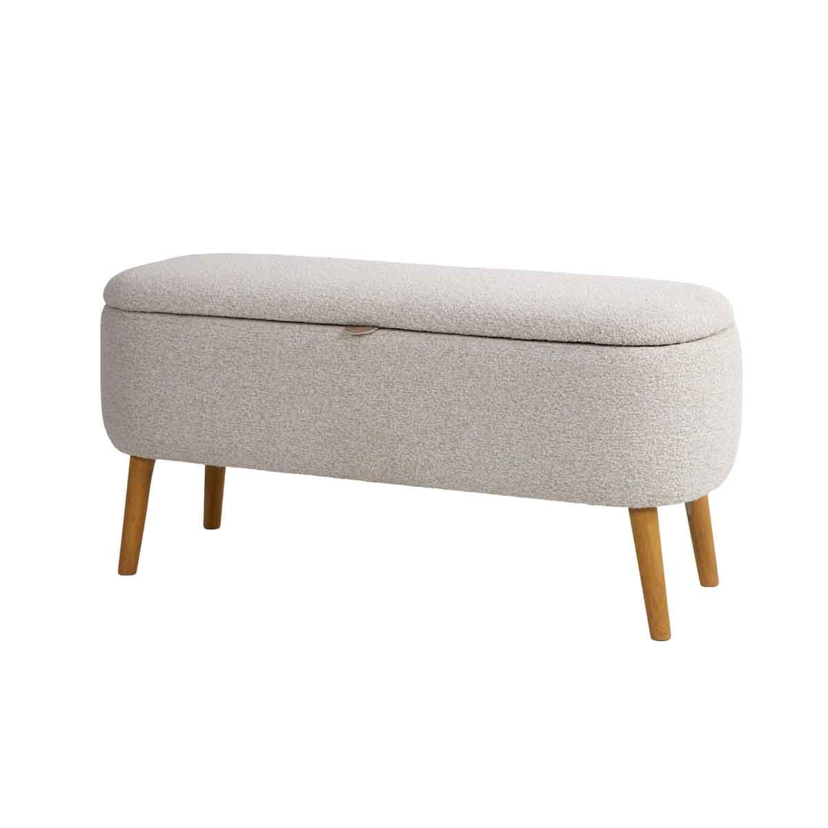 Banqueta dupla bege com arruma&ccedil;&atilde;o