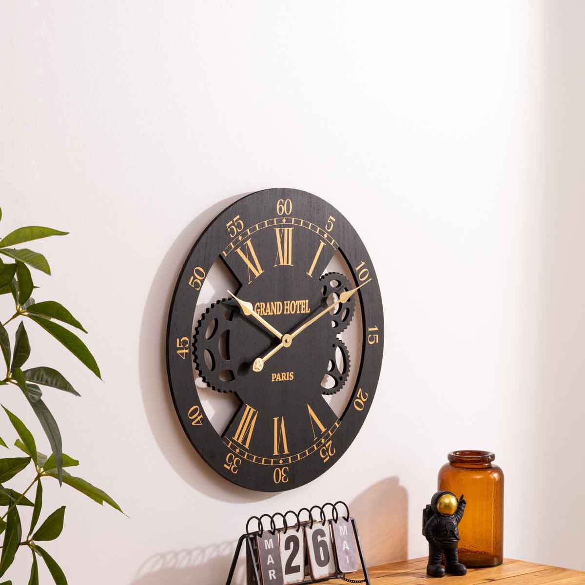 Rel&oacute;gio mec&acirc;nico CAMILLO preto 54cm