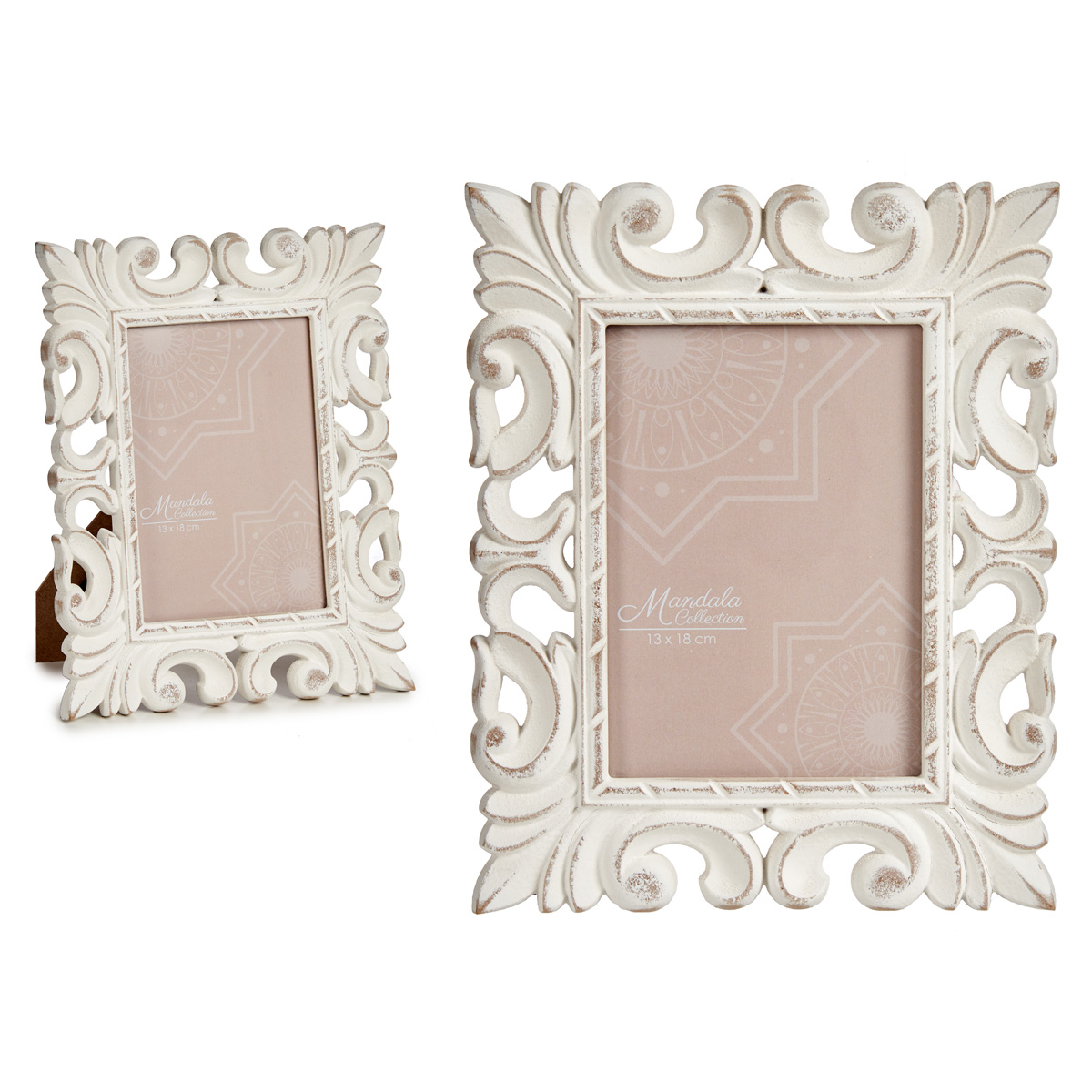 Moldura branca perfurada em madeira 13x18cm