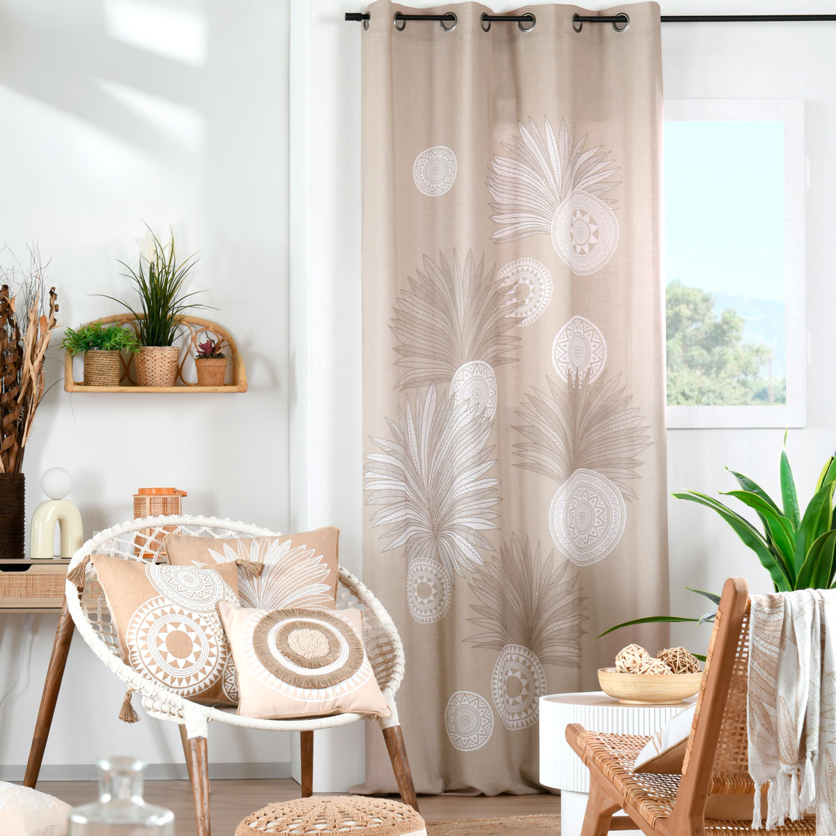 Almofada MEKONG natural em algod&atilde;o 45x45cm