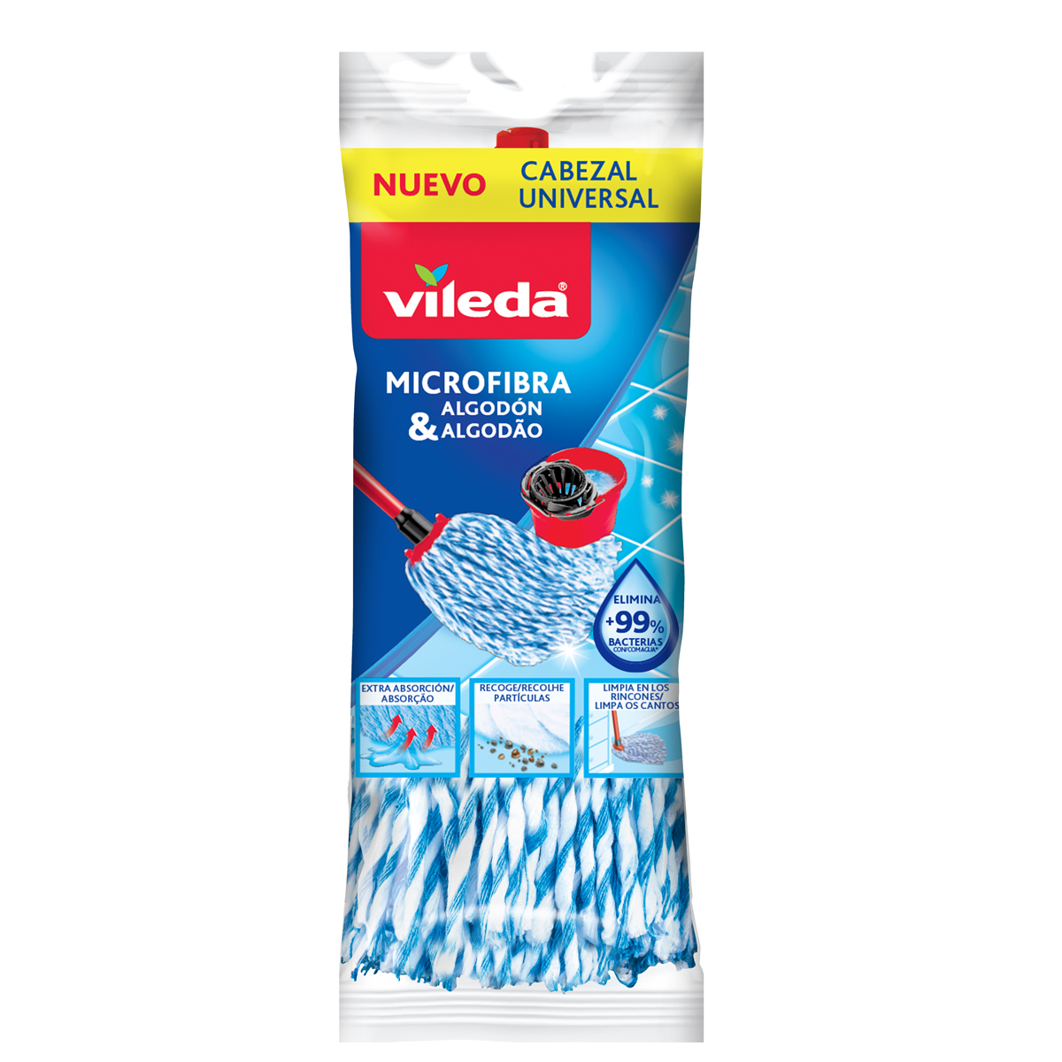 Recarga para esfregona microfibra e algodão VILEDA