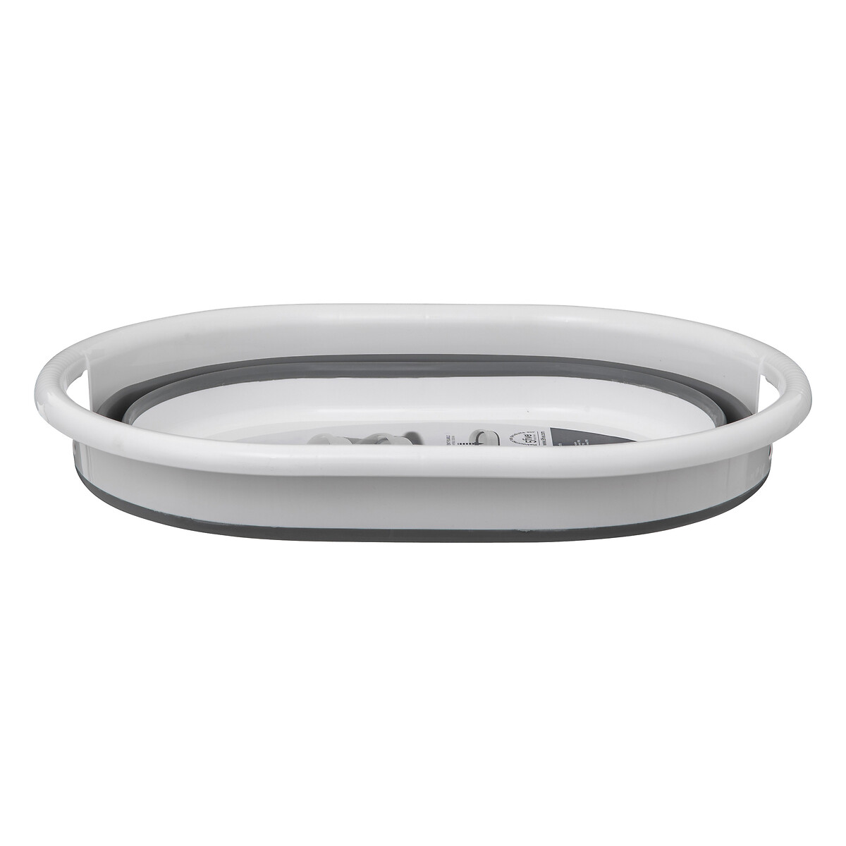 Cesto dobrável oval branco e cinza 21l