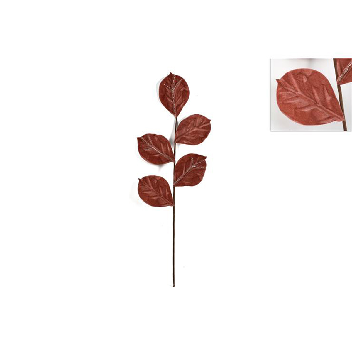Haste Folhas Rosa Veludo 64cm