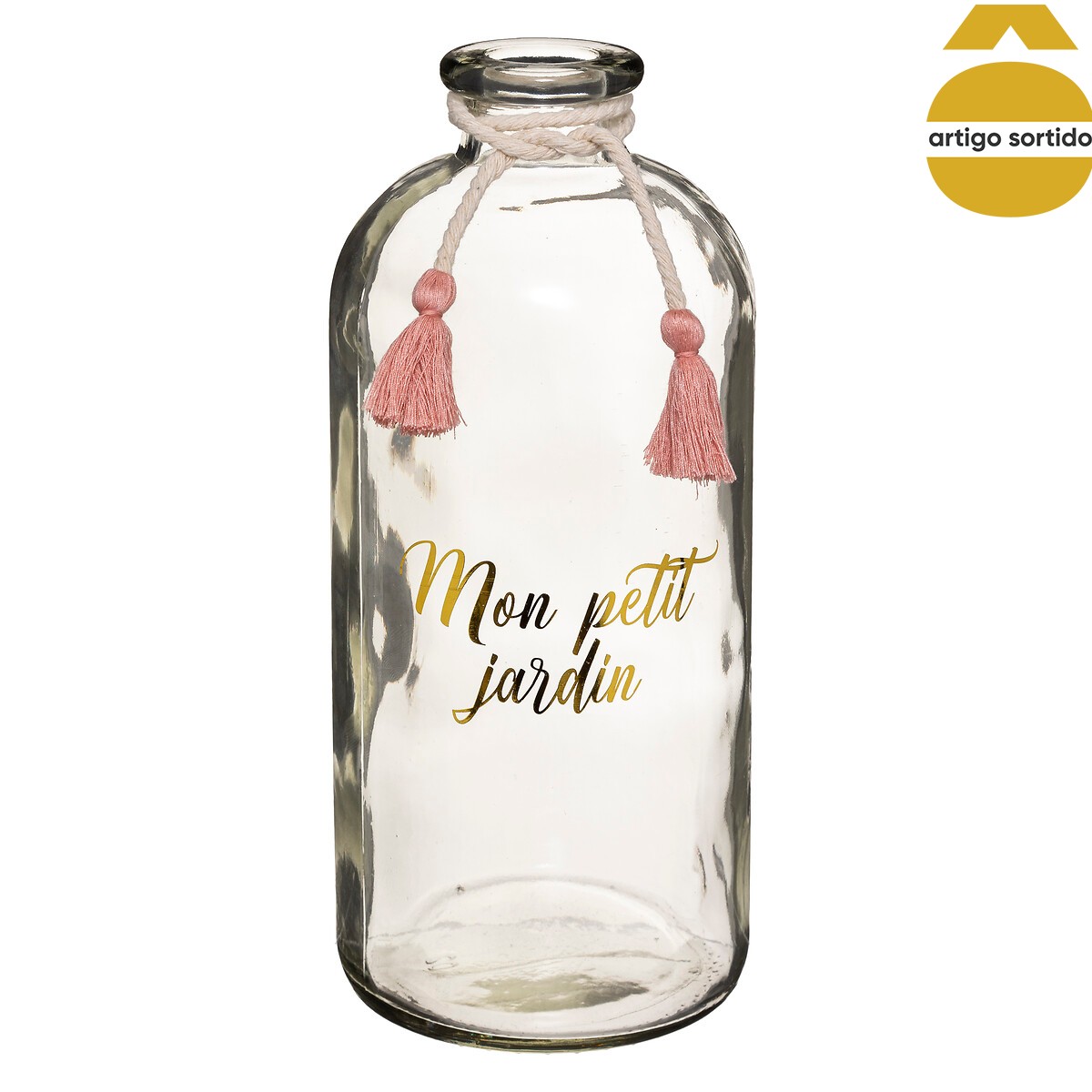 Jarra de vidro com mensagem