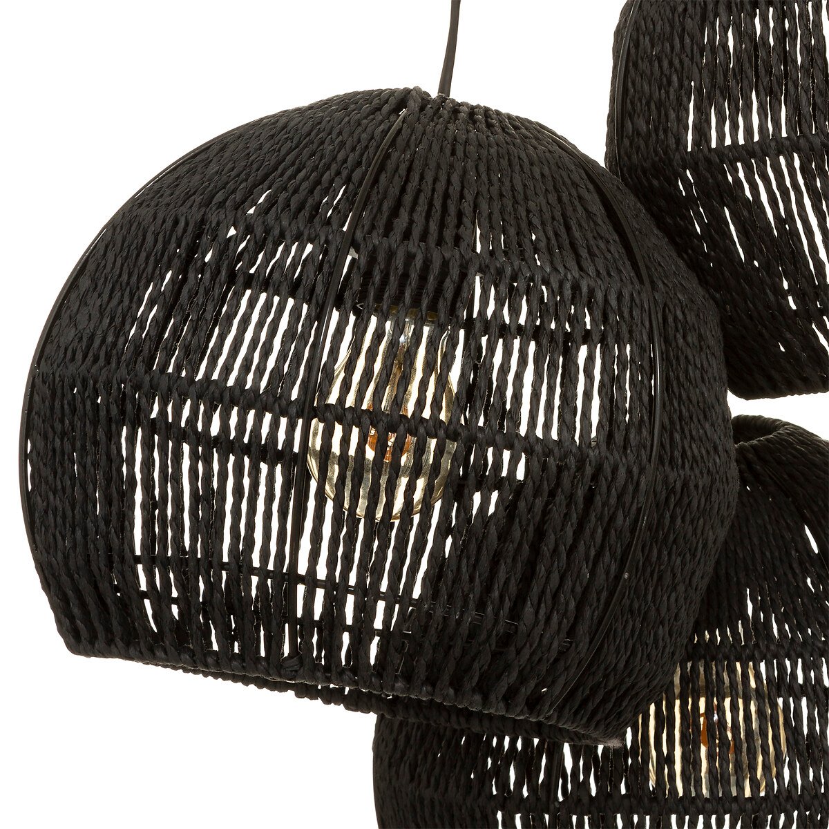 Candeeiro de teto com 3 globos pretos