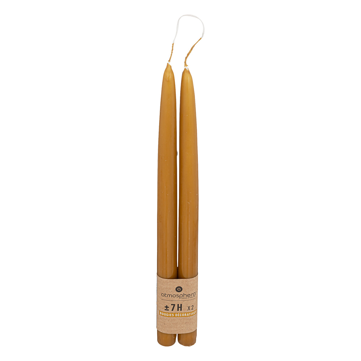 Conjunto de 2 velas de candelabro mostarda HUGO,  Conjunto de 2 velas de candelabro mostarda HUGO