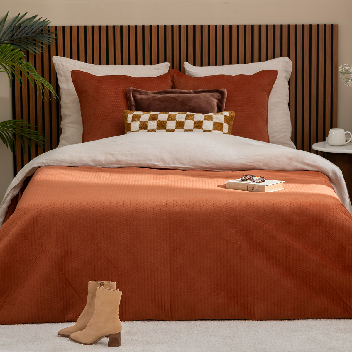 Colcha e 2 capas de almofada LILOU terracota 240x260cm