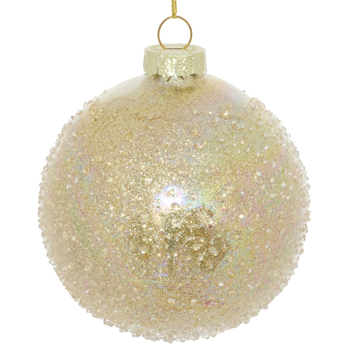 Bola de natal relevo dourado 8cm